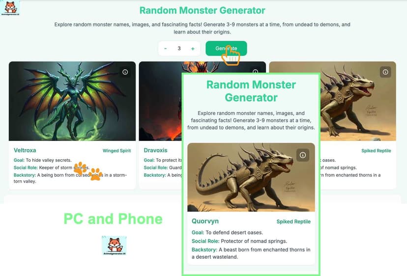 Generaider Monster Random Monster Generator - Explore monster inspiration
