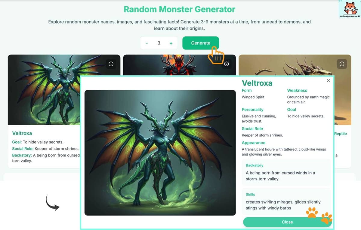 Generaider Monster Random Monster Generator - Explore monster inspiration